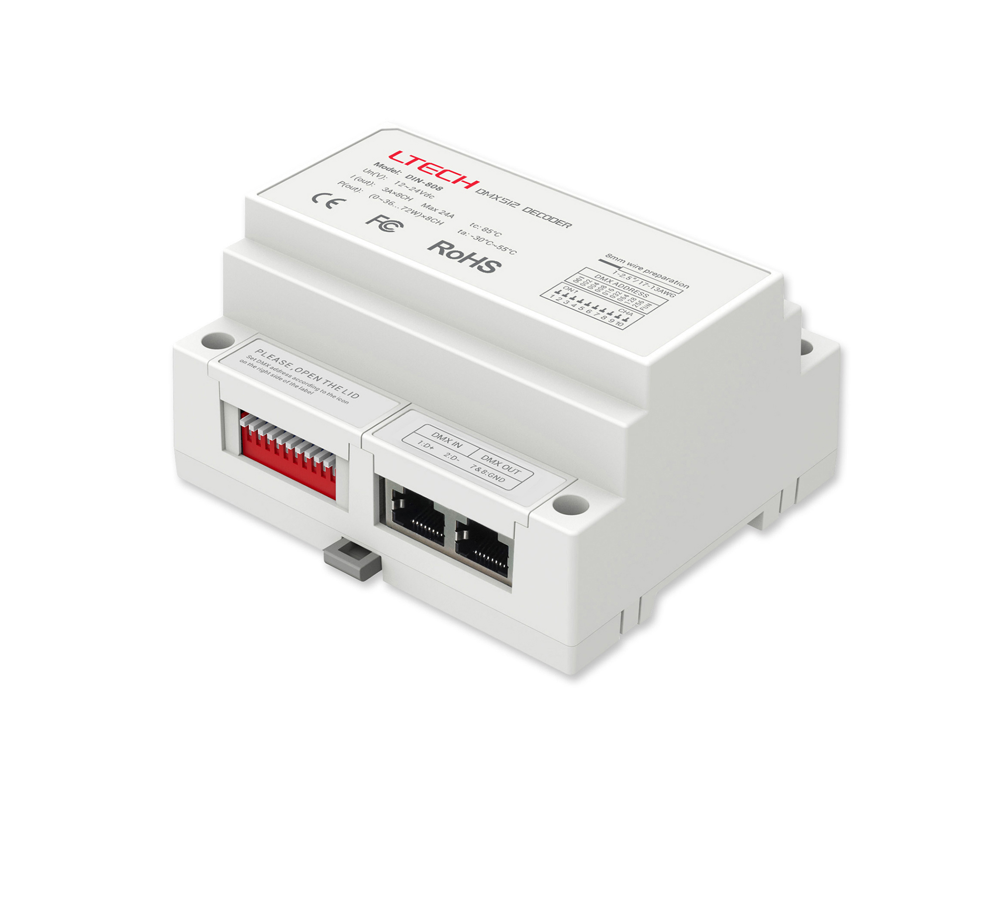 8 Channel CV DMX Decoder 12/24V DC 24A (3A x 8CH)